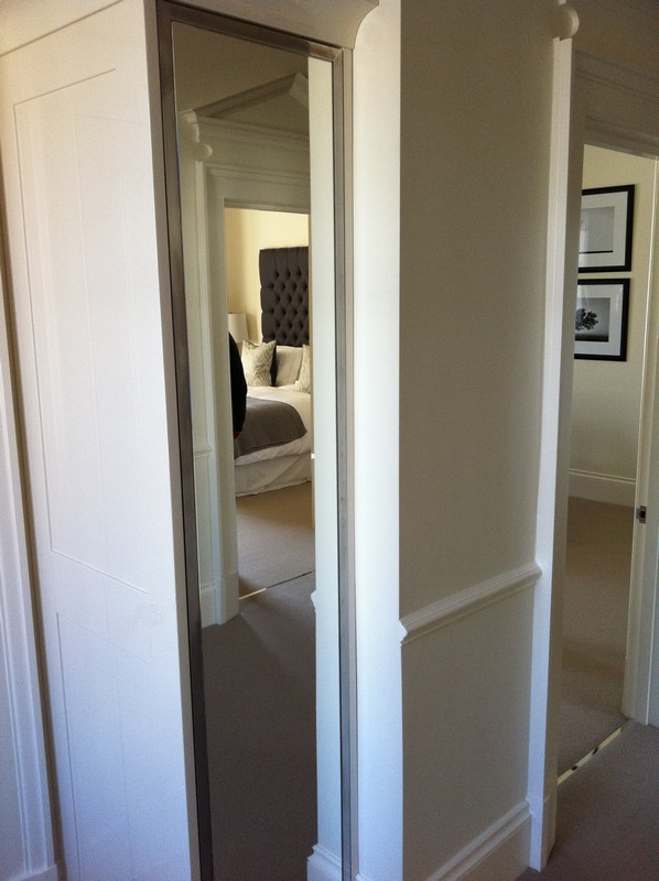 Full-length wardrobe mirror fitted in Mayfair home